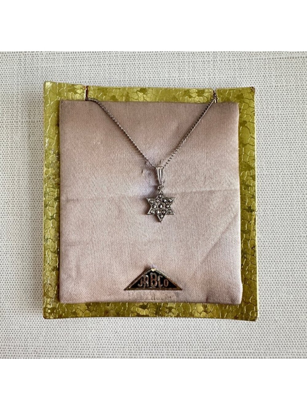 Sterling Silver Marcasite Star of David Pendant Necklace JABCo Original Box NOS